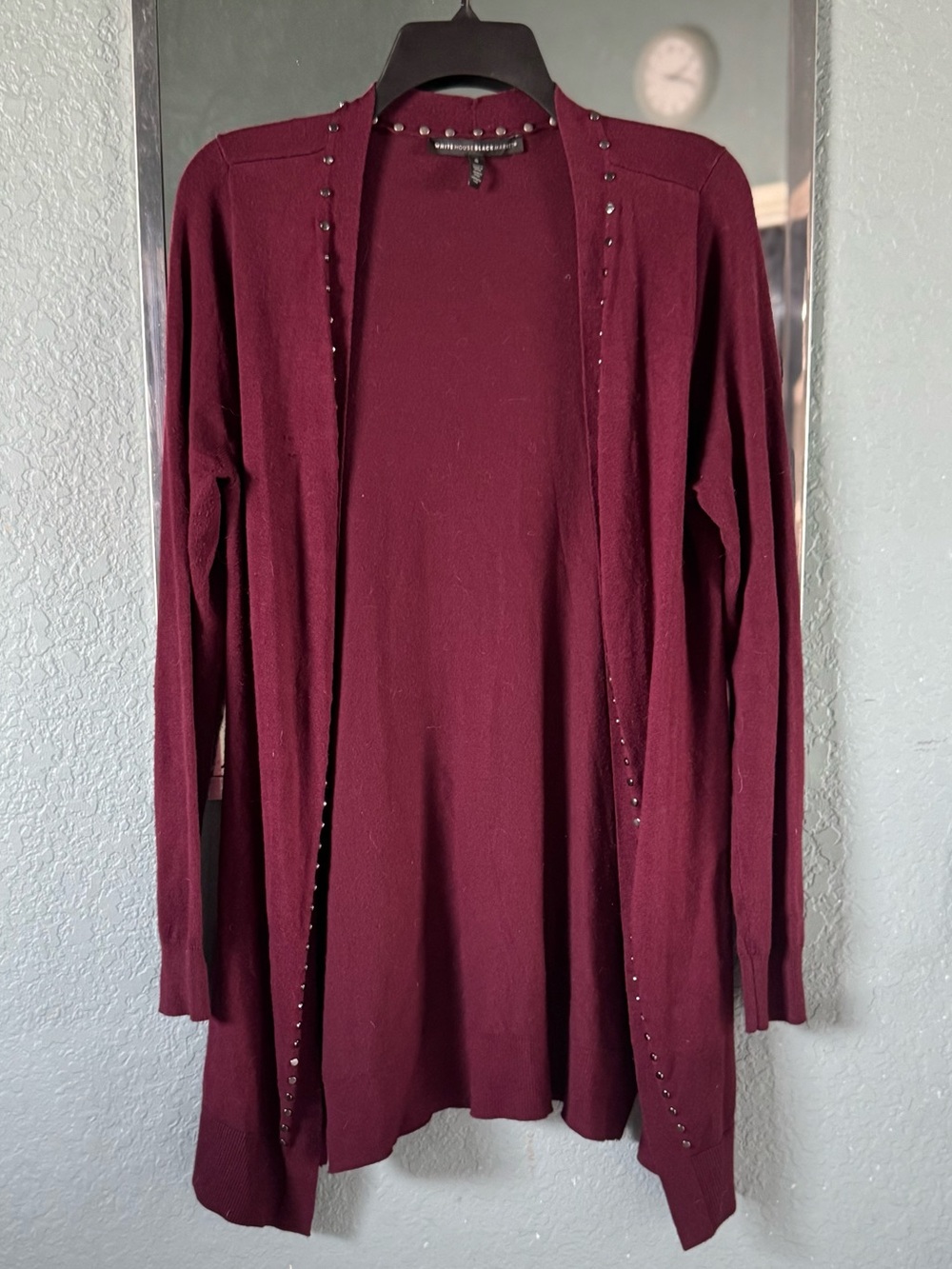WHBM Studded Gunmetal Plum Longline Cardigan Size Small